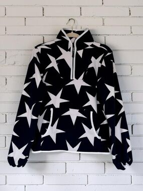 Dudley Stephens Skylark Pullover Navy Blue White Star Terry Fleece XS